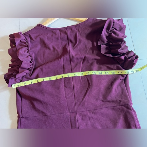 Shein curve - Long Dress - Ruffle Sleeve - Red wine - 1XL maxi dress polyester - Picture 9 of 16